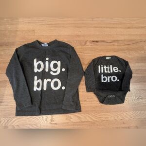 Gray Little And Big Bro Shirts Set